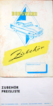 Borgward Isabella Accessoires-Program 1960 Carbrochure + pricelist (10034)